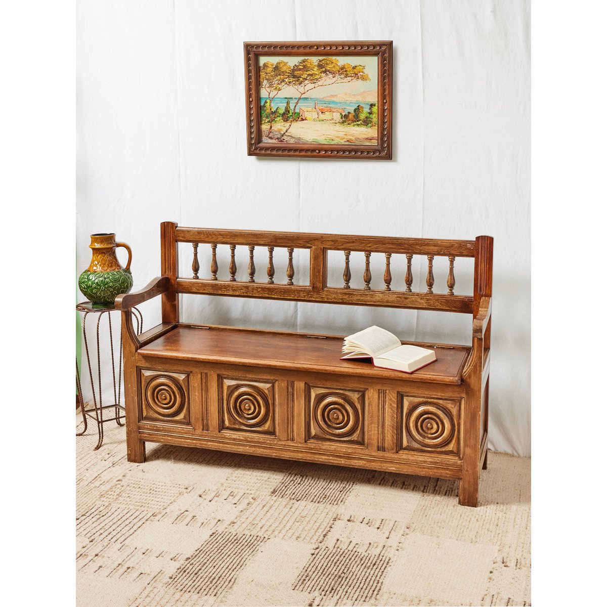 Banc en bois clair Antoine N°324 - Bon état bois clair, DEBONGOUT