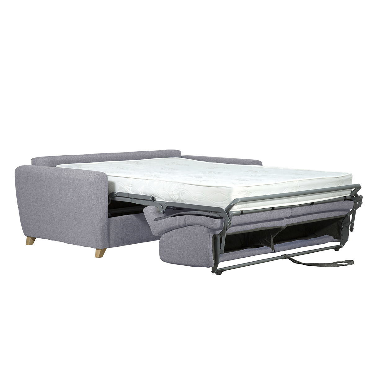 Canapé scandinave convertible avec matelas 18 cm GRAHAM gris clair, MILIBOO