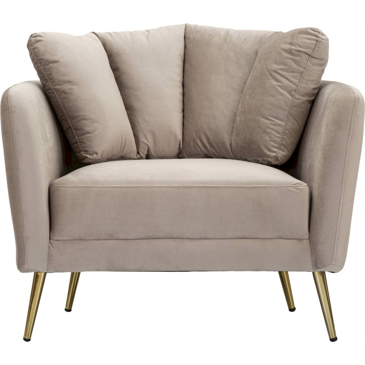 Fauteuil enveloppant pieds métal collection GLAM gris et doré, RECOLLECTION