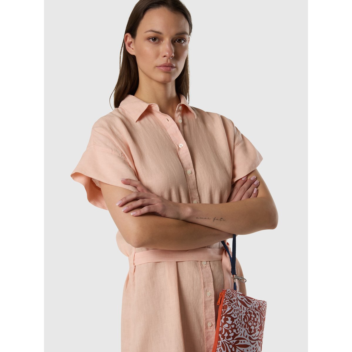 Robe-chemise en lin brume corallienne, NORTH SAILS