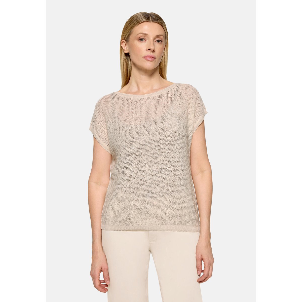Pull-over en maille à encolure ronde blanc, CARTOON