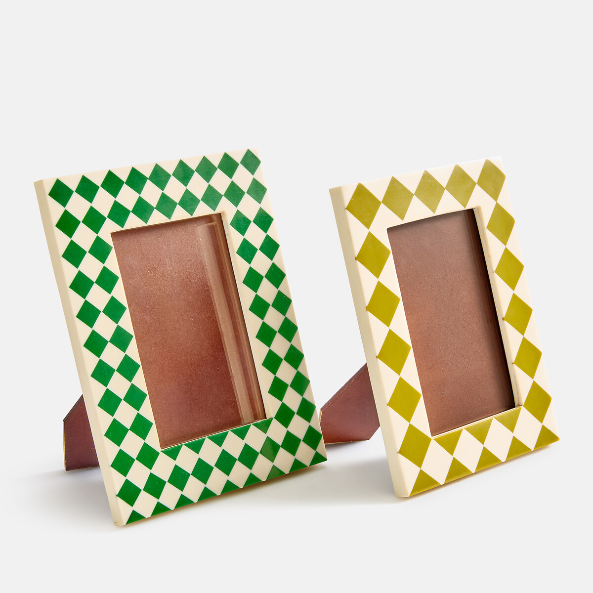 Cadre photo en résine, motifs petits damiers, 16,5 x 21,5 cm, LEIHO vert/écru, LA REDOUTE INTERIEURS