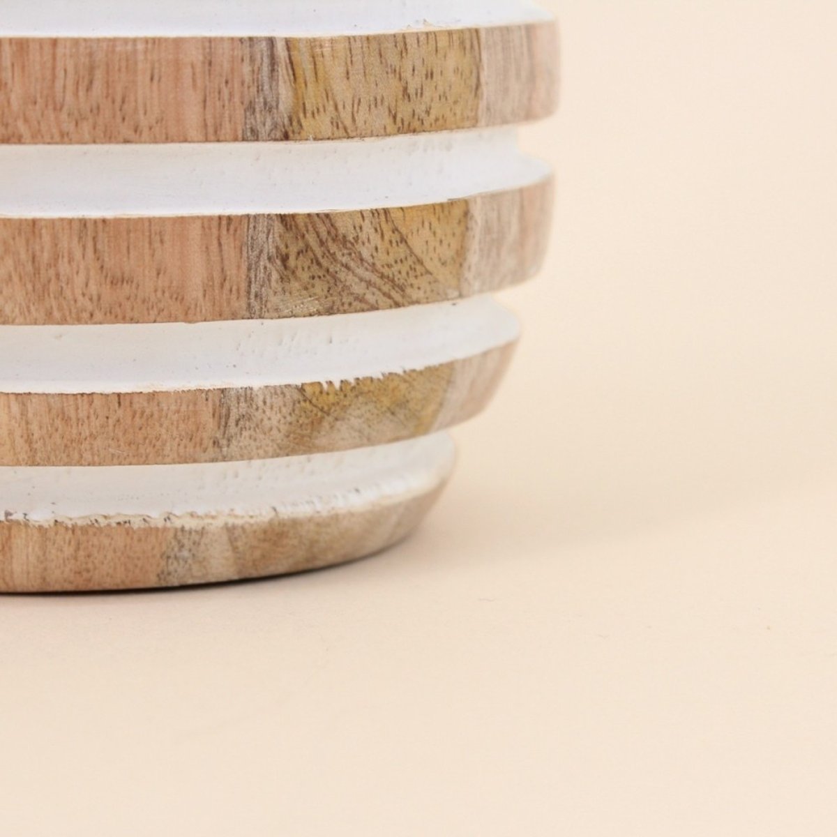 Bougeoir en bois de manguier à 14cm naturel, ORNAMI