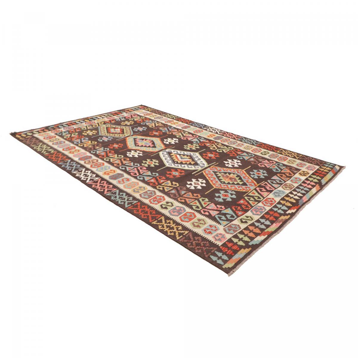 Tapis kilim au motif ethnique, tissé plat en laine, KILIM 32 noir, beige, multicolore, UN AMOUR DE TAPIS