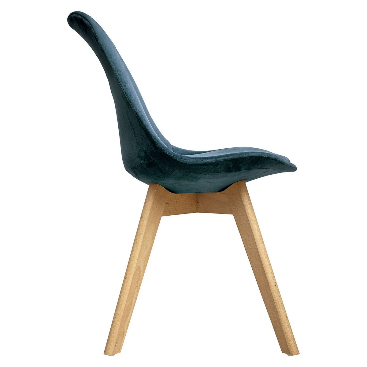 Lot de 4 chaises design scandinave en velours BAYA bleu, TOILINUX