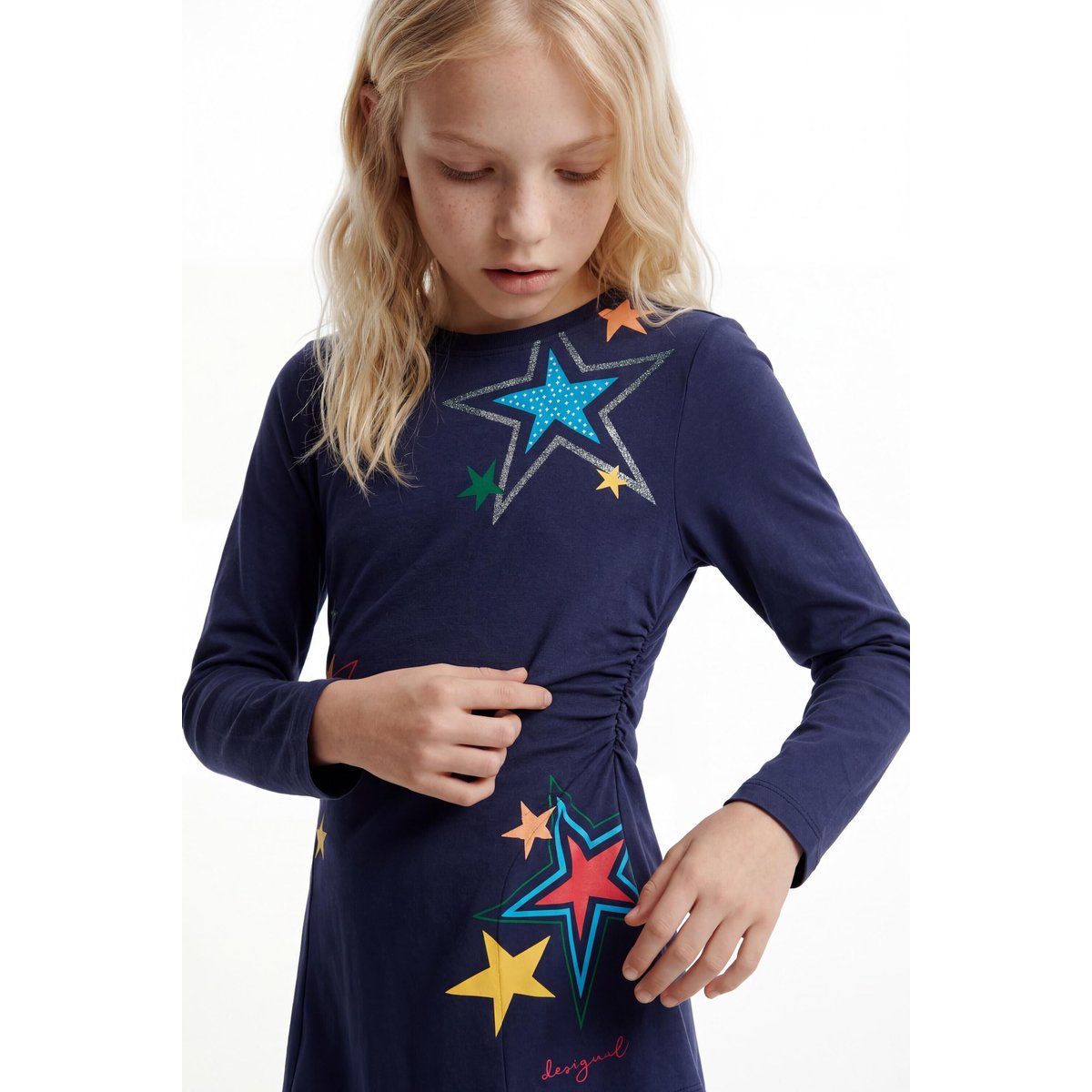 robe en maille étoiles bleu, DESIGUAL