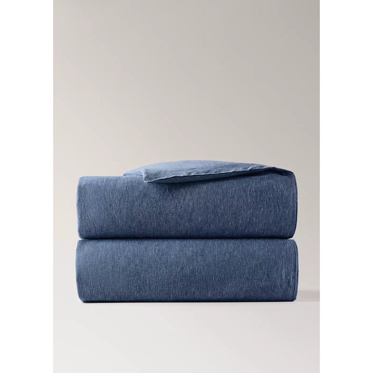 Housse de couette lin et coton Lit 180/200 cm bleu indigo, MANGO HOME