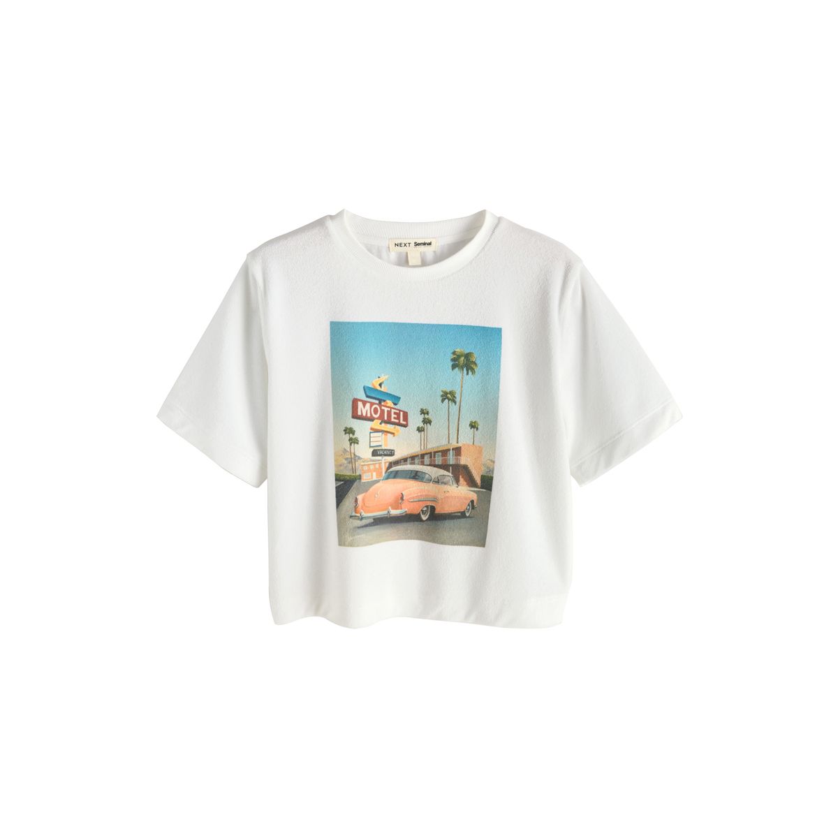 T-shirt à motif voiture d’été en tissu éponge blanc, NEXT