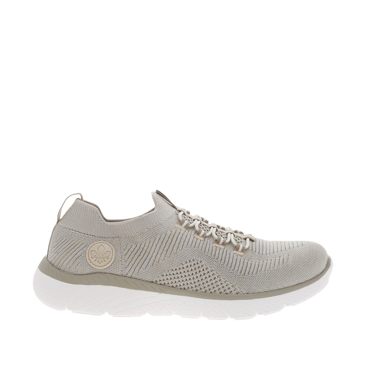 Baskets basses beige slip-on à semelle semi-compensée et fil textile argenté beige, RIEKER