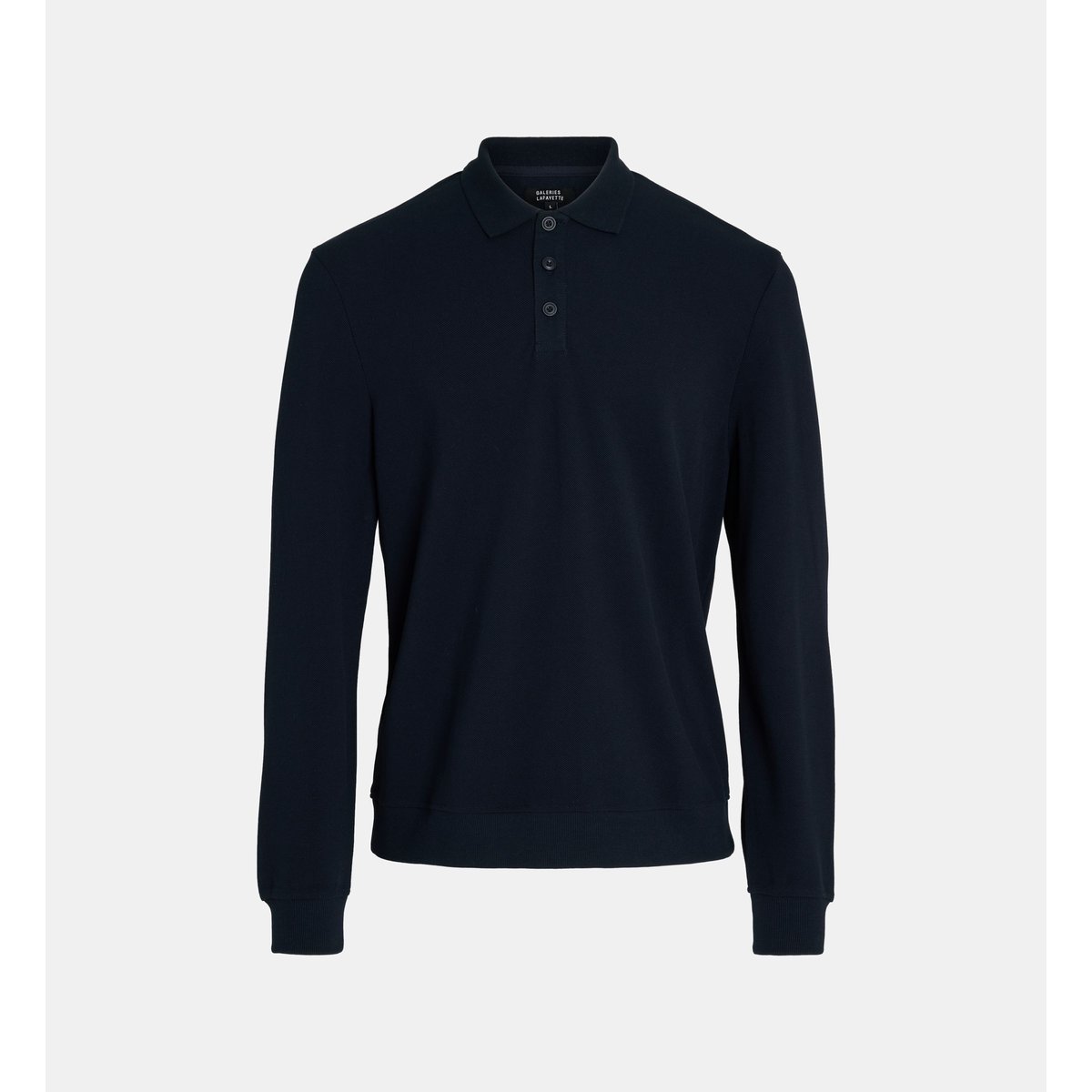 Polo manches longues dolpiq en coton piqué bio bleu marine, GALERIES LAFAYETTE