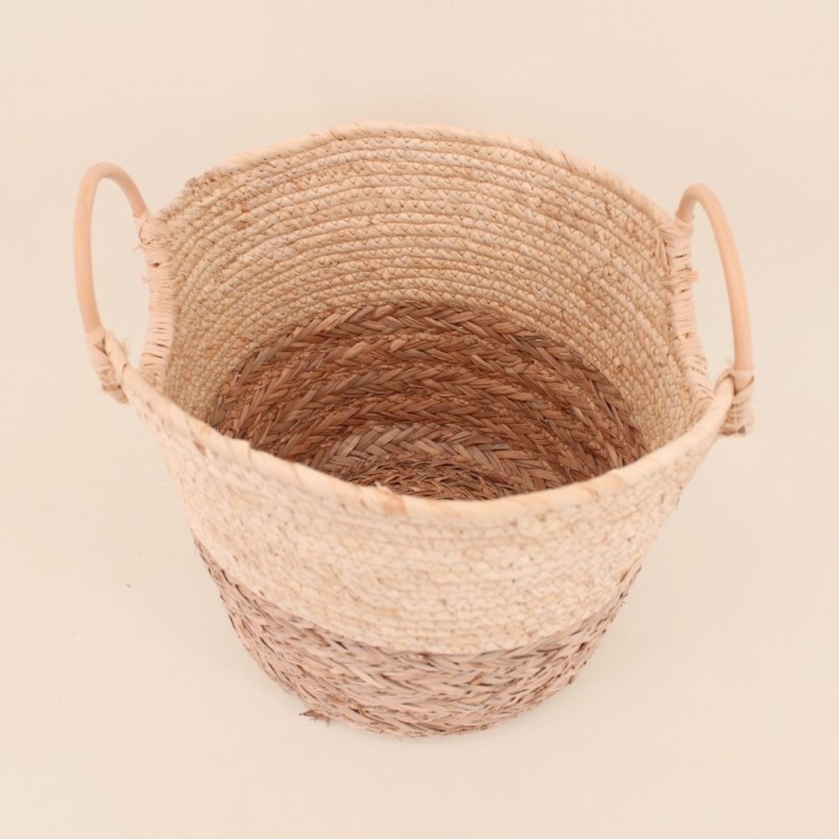 Panier maïs et jonc avec poignées en rotin 32x25cm beige, ORNAMI