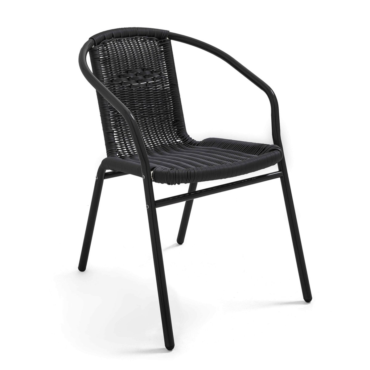 Table de terrasse carré plateau bois et 4 chaises en résine et aluminium marron, OVIALA