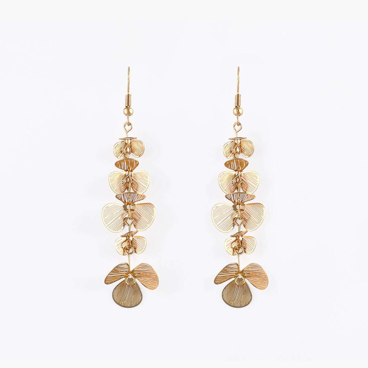 Longues boucles d'oreilles à pétales en filigrane doré doré, BALABOOSTE