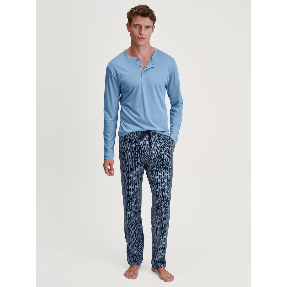 T-shirt à manches longues manches longues Coton RMX SLEEP SUPERLIGHT lac glacier, CALIDA