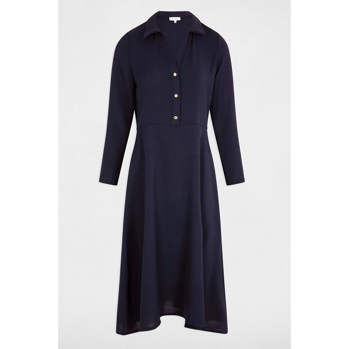 Robe midi droite fluide marine, MORGAN