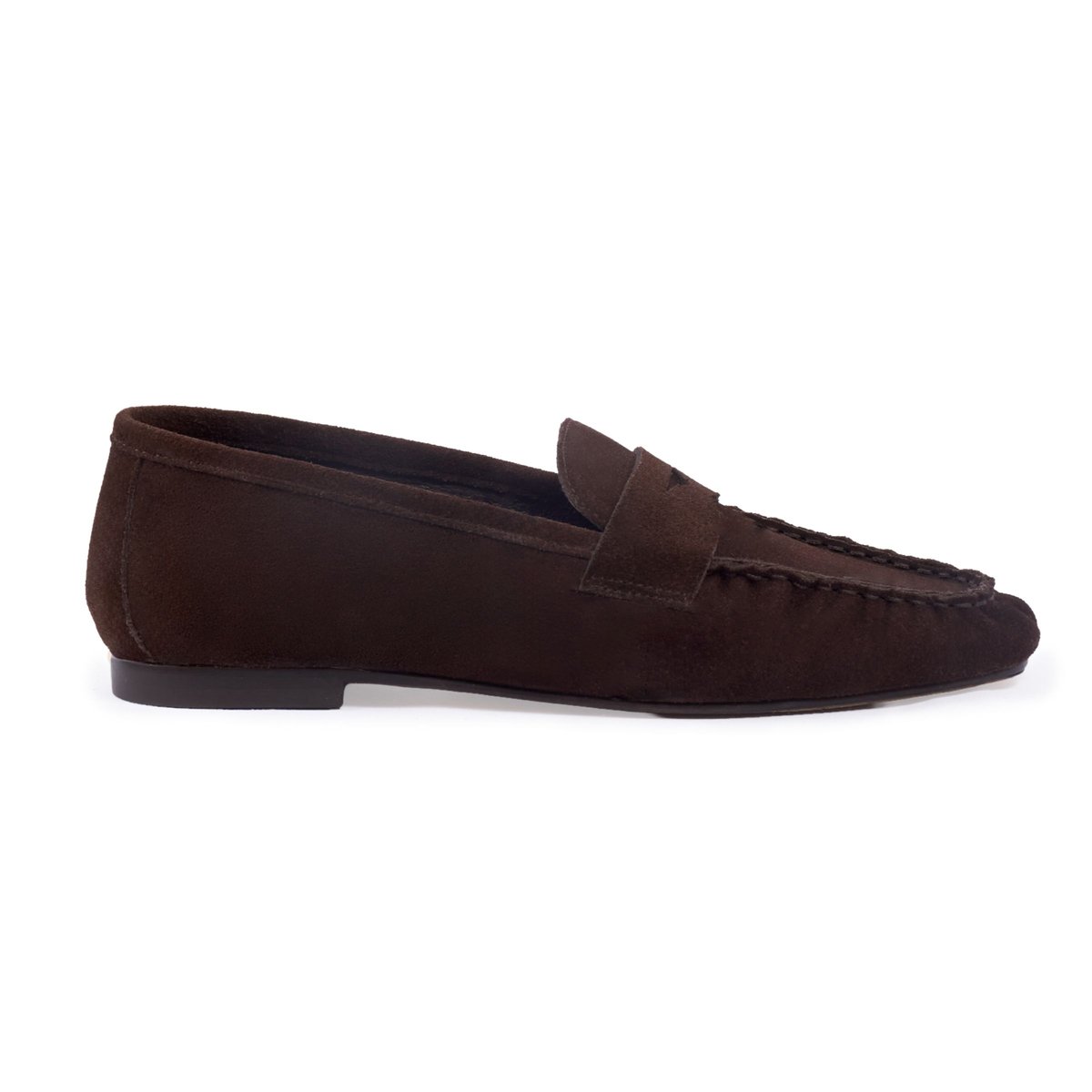 Mocassins plissés Thaïs cuir daim marron, JULES & JENN