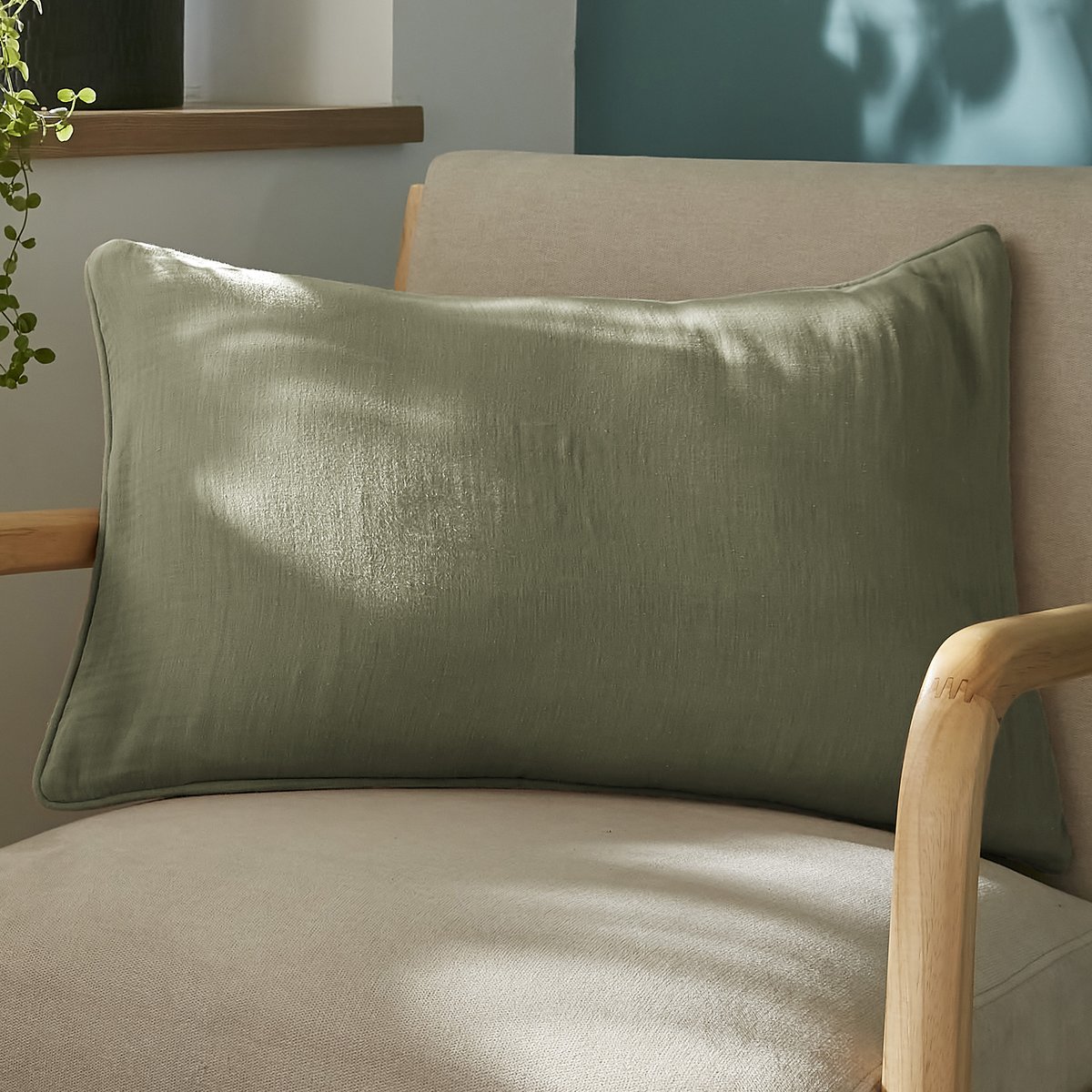 Coussin rectangulaire déhoussable 40x60 cm Gaze de Coton Terra Romarin romarin, EDEN