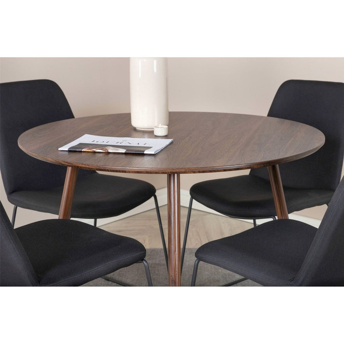 Table ronde métal collection PLAZA noyer, RECOLLECTION