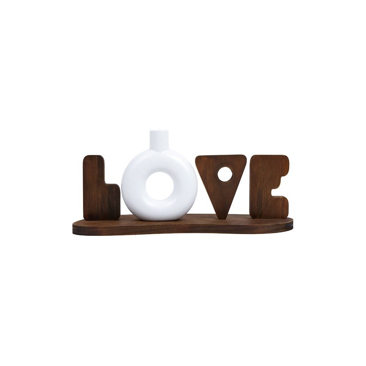 Mot déco à poser céramique et Mdf LOVE marron, DECORATIE
