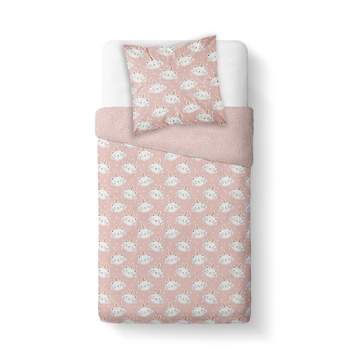 Parure de lit coton 1 personne imprimé personnage fiction HAPPY rose, TODAY