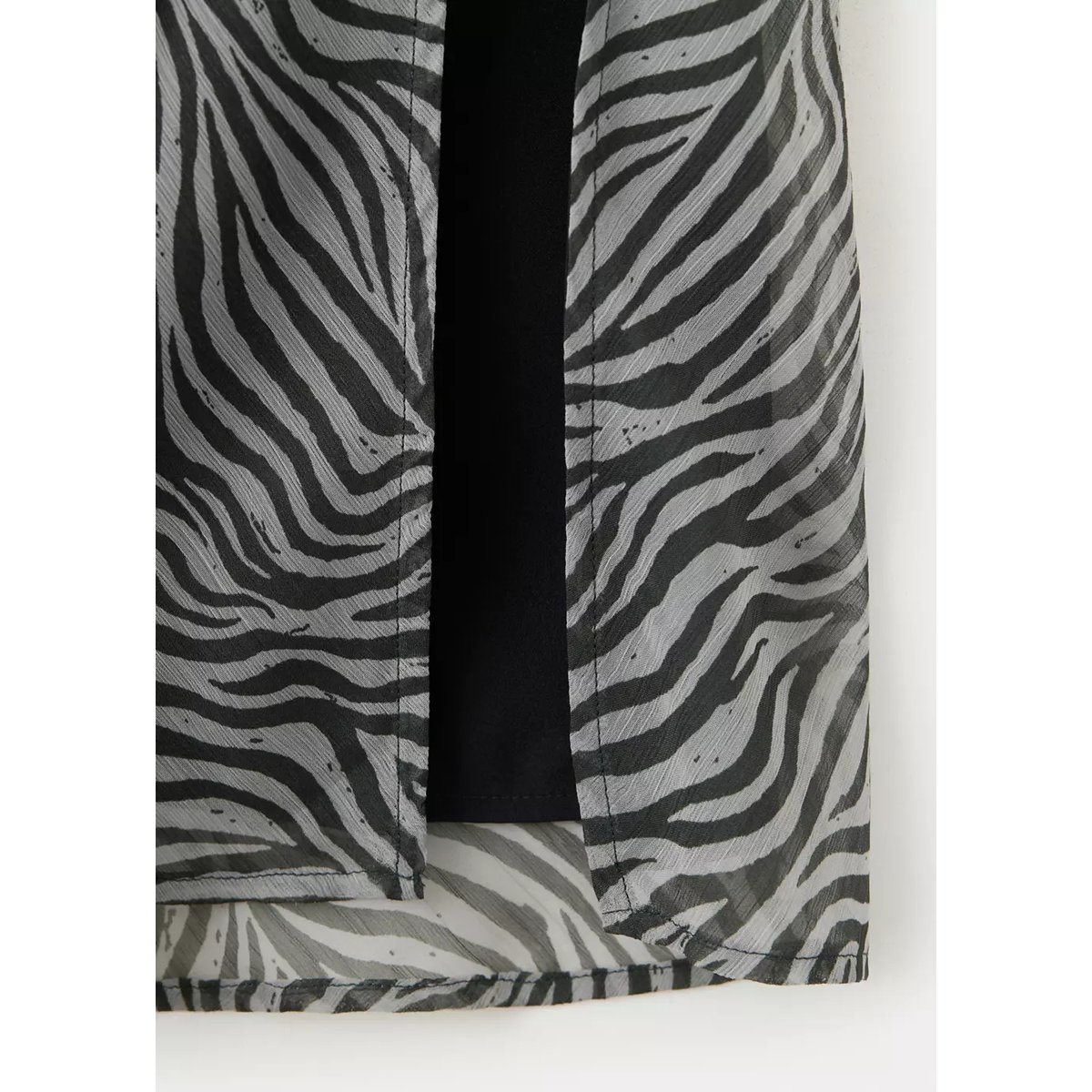 Jupe longue imprimée zèbre fendue marron, MANGO TEEN