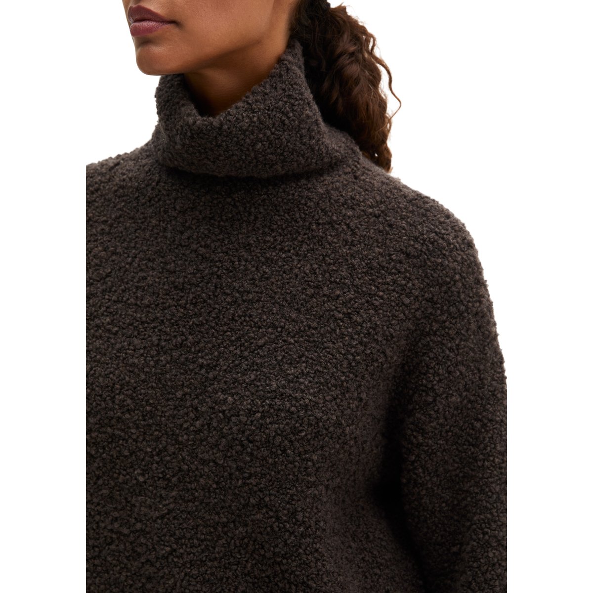 Pull ample en fil bouclé marron, MARC O'POLO