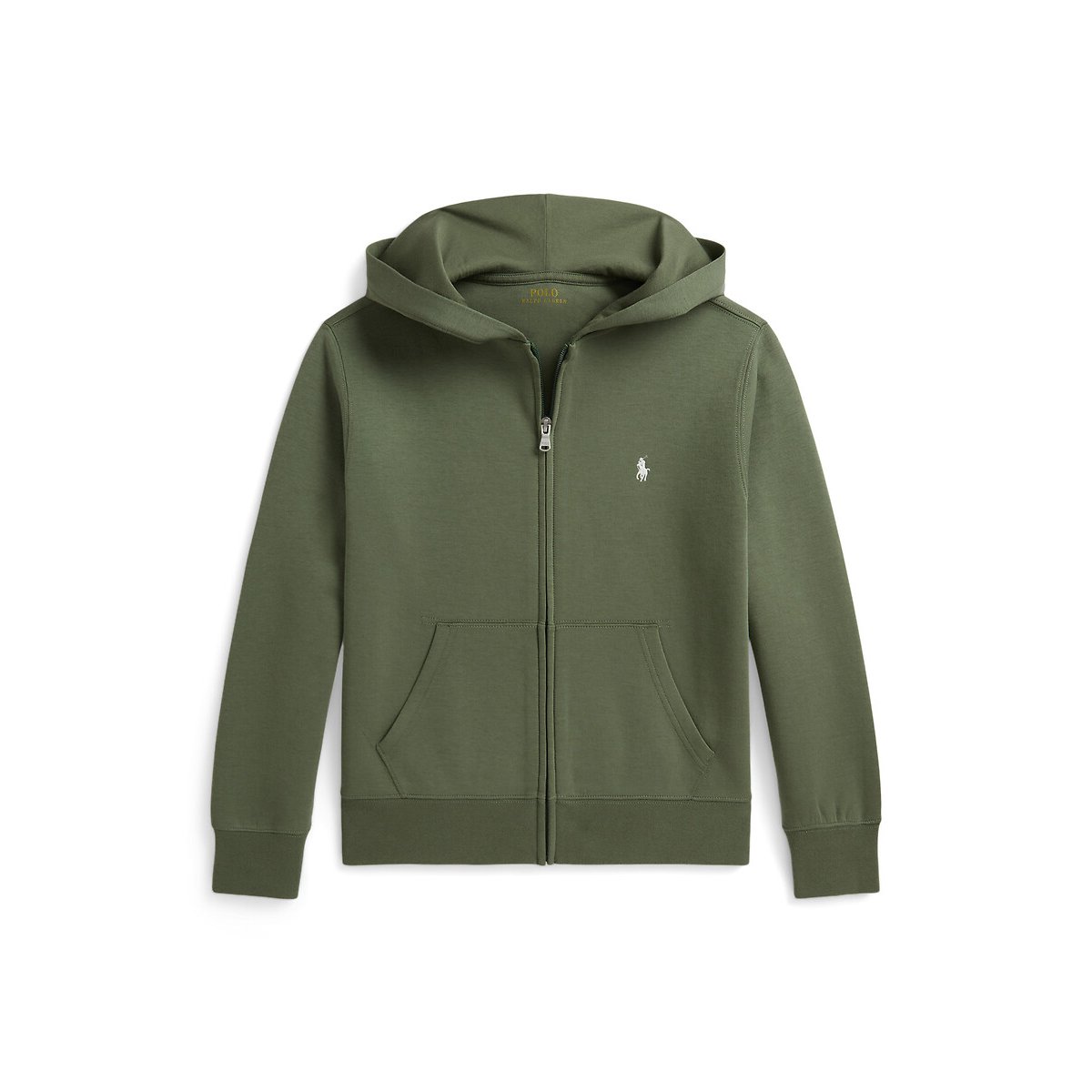 Felpa con cerniera e cappuccio kaki, POLO RALPH LAUREN