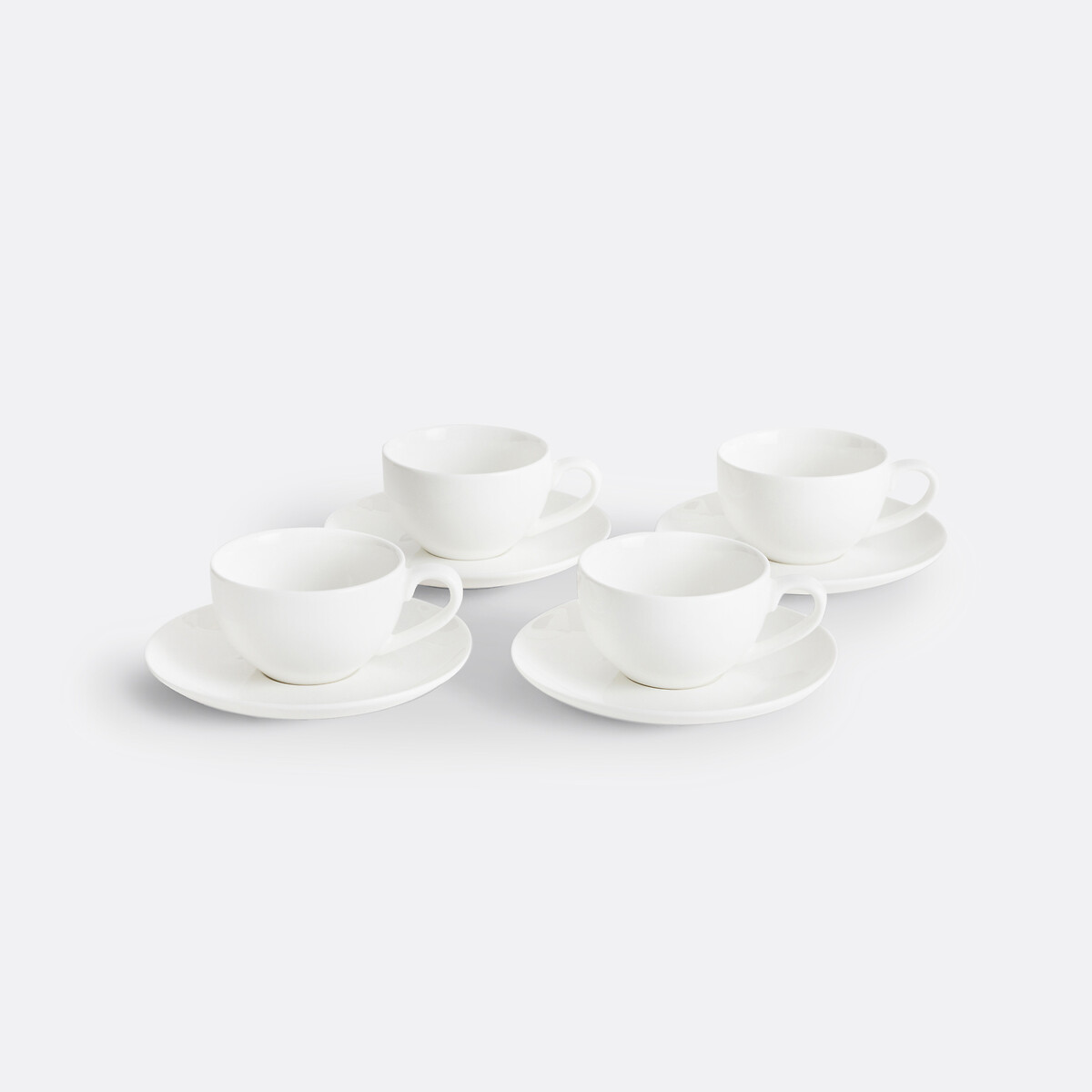 Lot de 4 tasses à café et sous-tasses, Ginny blanc, LA REDOUTE INTERIEURS