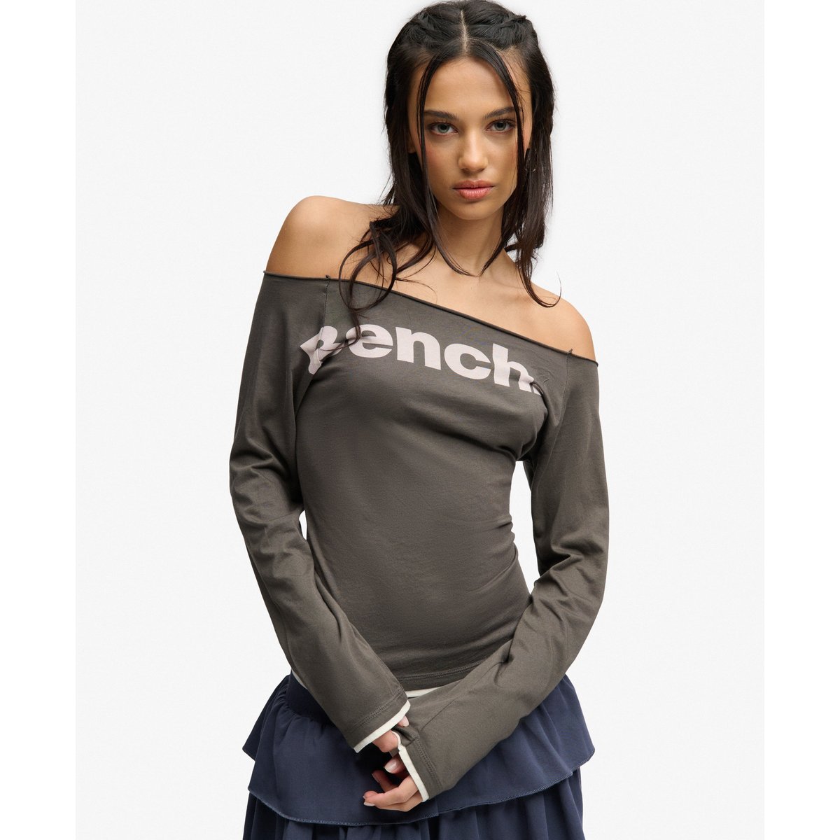 Top superposé Bench coupe ajustée olive noir/ rayon de lune, SUPERDRY