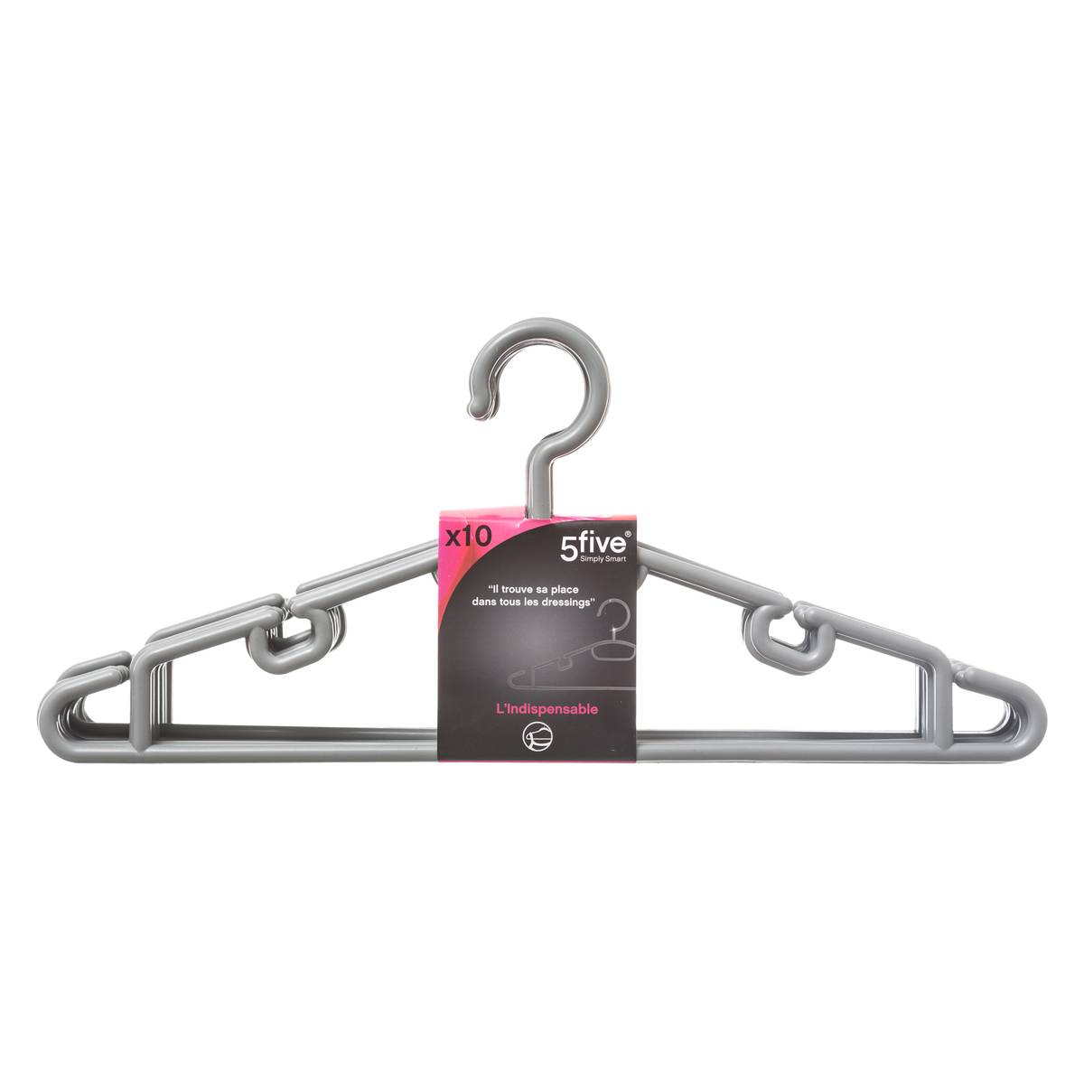Lot de 10 cintres HANG'UP gris, 5FIVE SIMPLY SMART