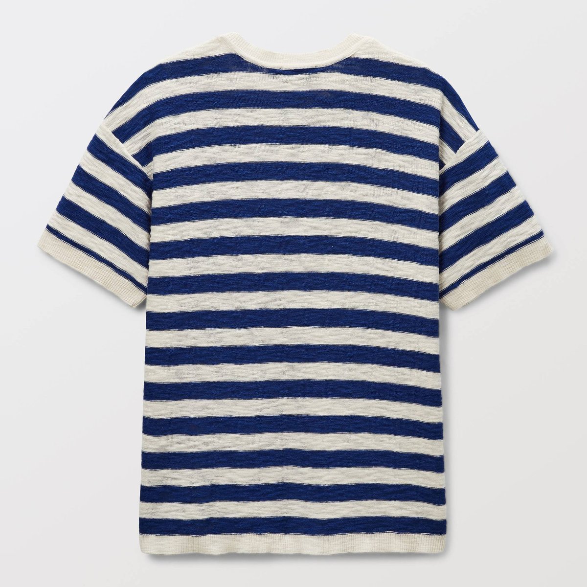 Tshirt rayé manches courtes rayé en maille en coton dusty blue, MONOPRIX