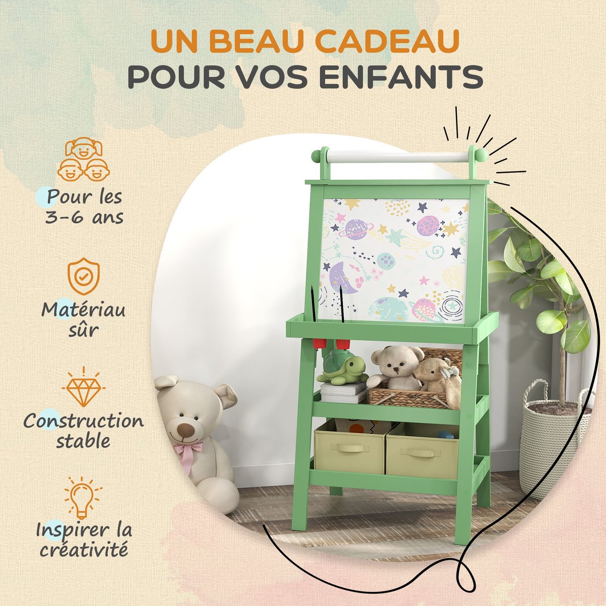 Chevalet pour enfants MDF Vert vert, AIYAPLAY