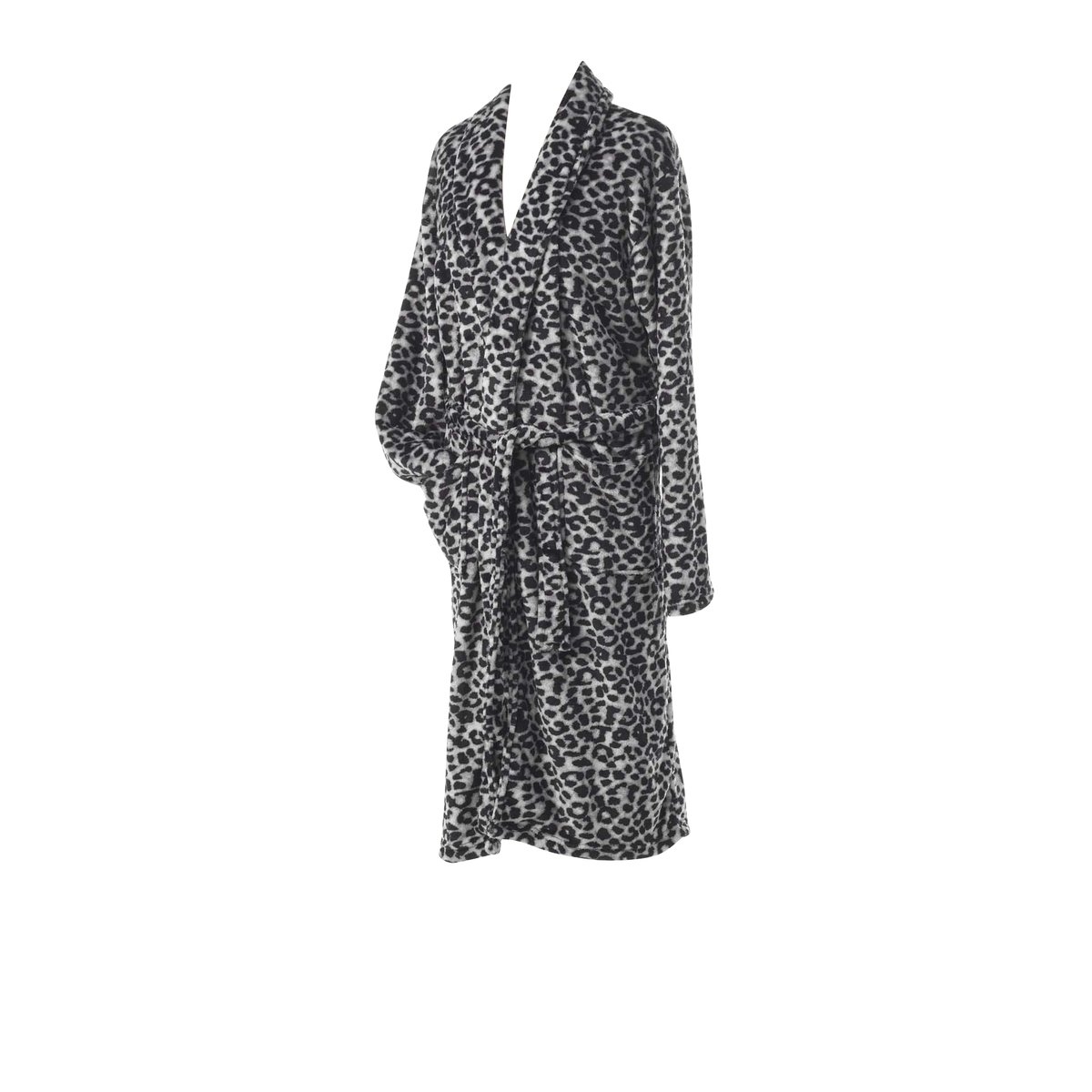 Peignoir col chale Leopard kaki 1, EDEN