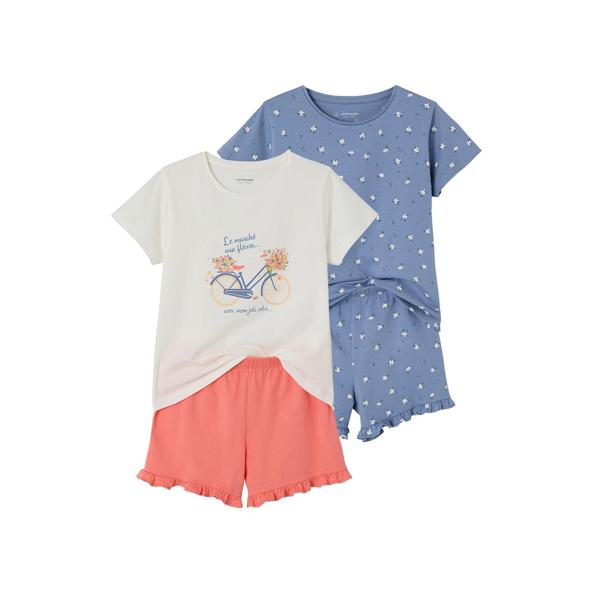 Lot 2 pyjashorts coton bleu, VERTBAUDET