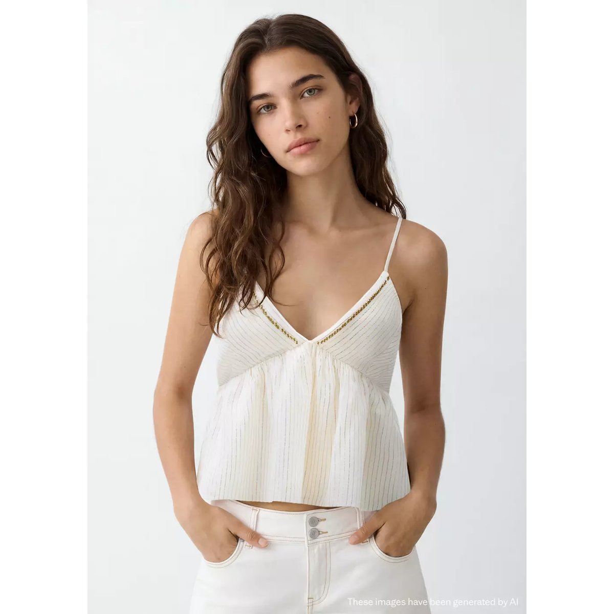 Top détails brodés blanc cassé, MANGO TEEN