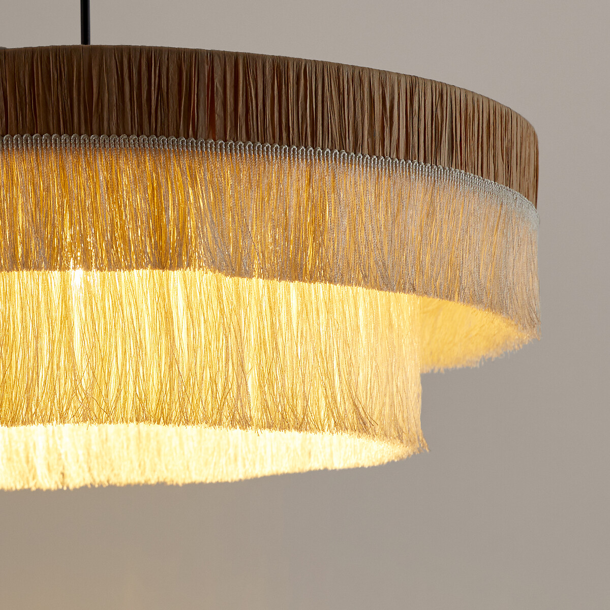 Suspension frangée en raphia Ø50 cm, Kavi naturel/crème, LA REDOUTE INTERIEURS