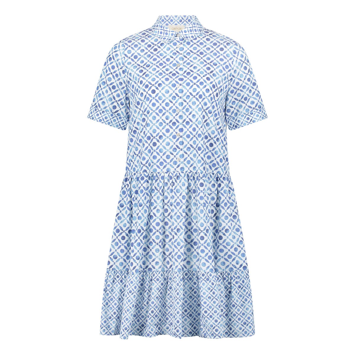 Robe-chemisier à motifs blanc/bleu, CARTOON