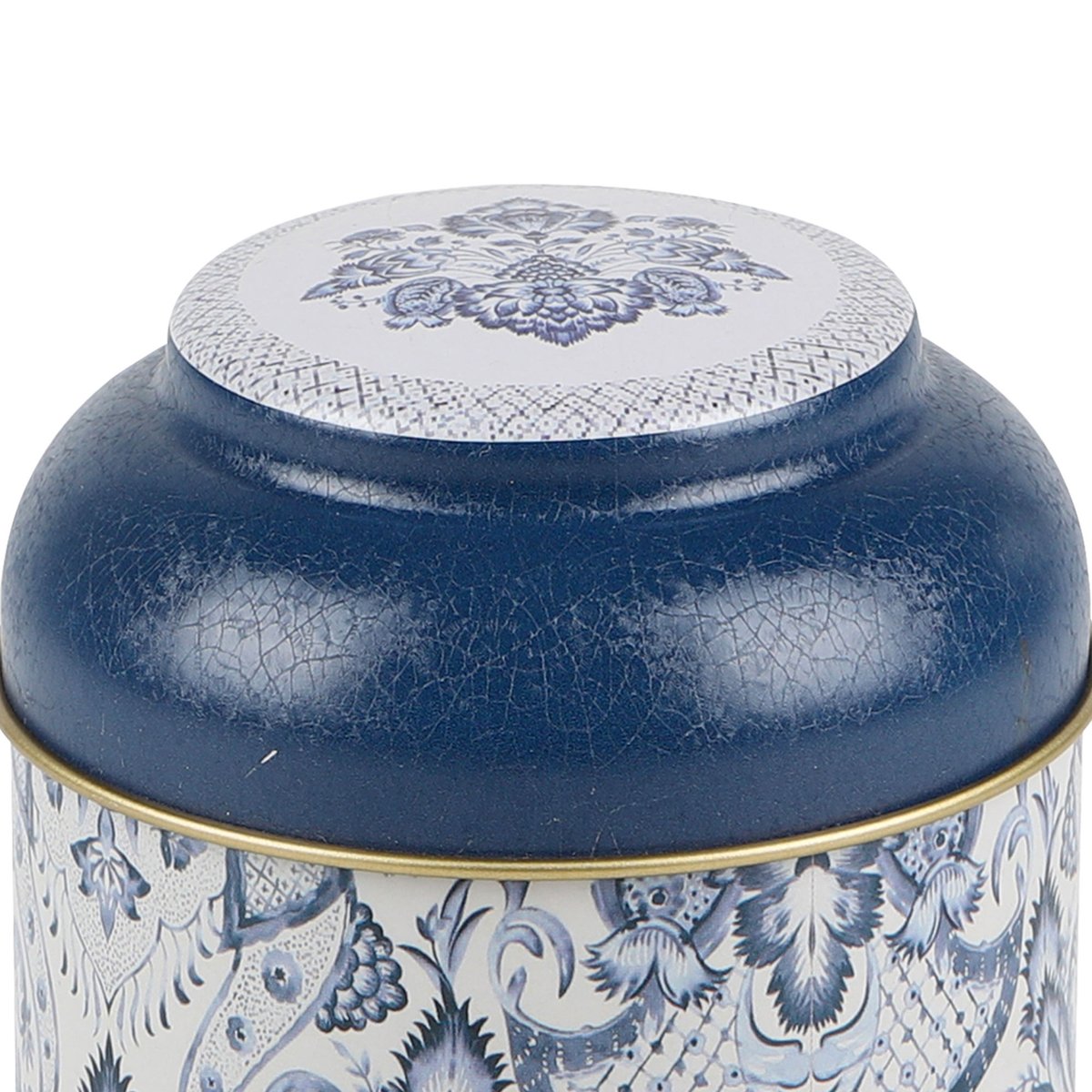 Boîte à sel en métal bleu, blanc et doré bleu & blanc, WADIGA
