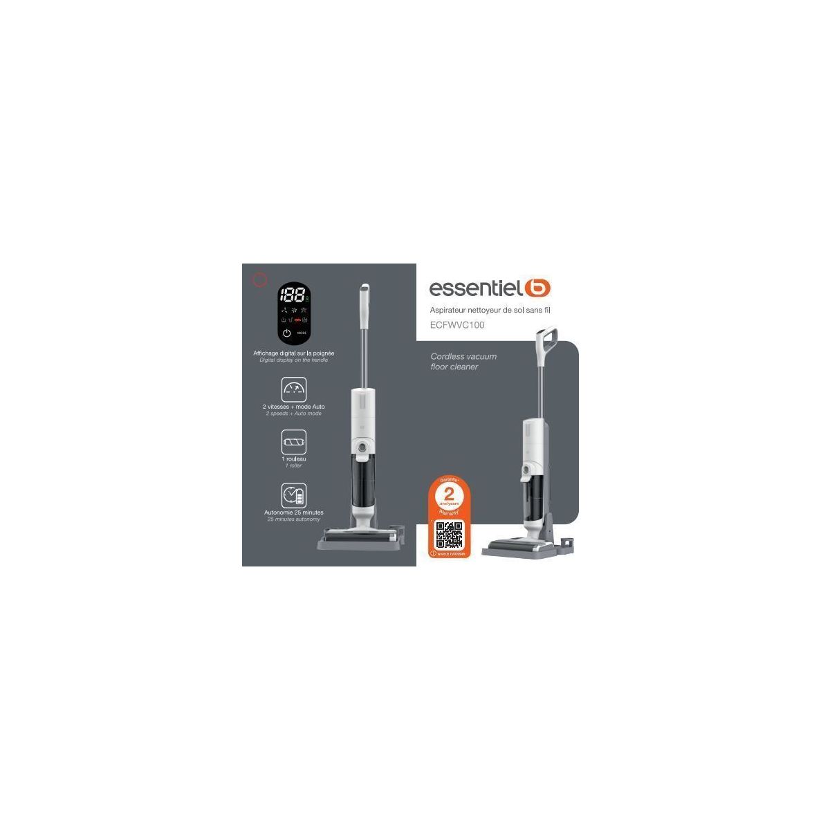Aspirateur laveur ECFWVC100 couleur unique, ESSENTIEL B