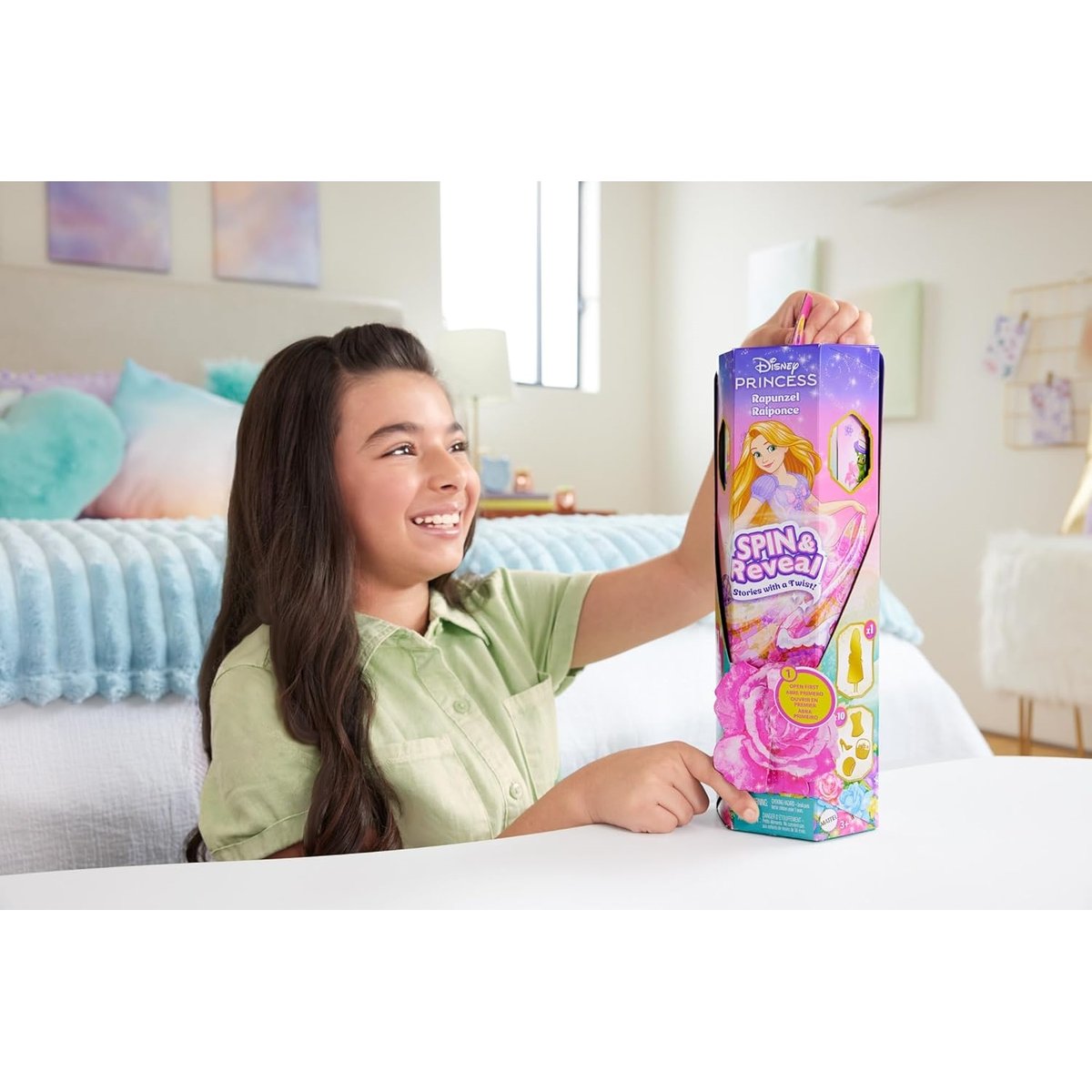 Princesses Disney Spin & Reveal-Poupée Raiponce multicolore, MATTEL