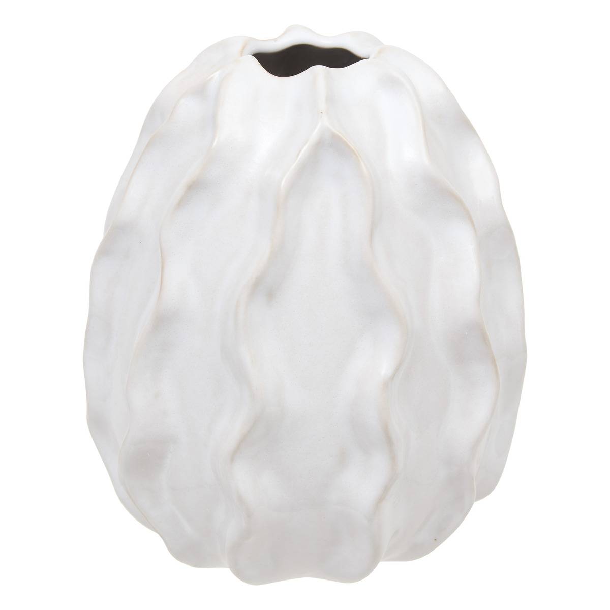 Vase texturé organique en grès émaillé SANDRI blanc, ATMOSPHERA