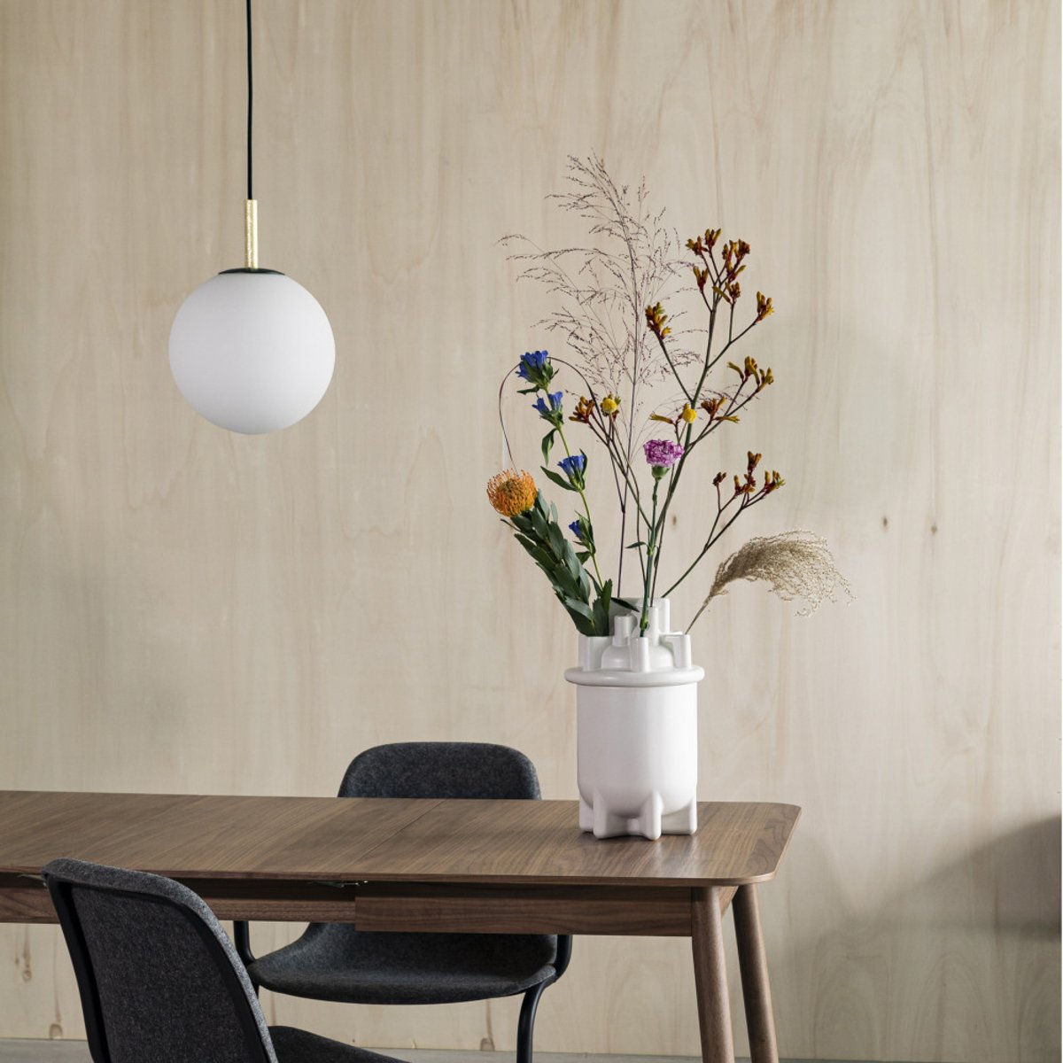 Suspension en marbre et métal ø25cm - Orion noir, ZUIVER
