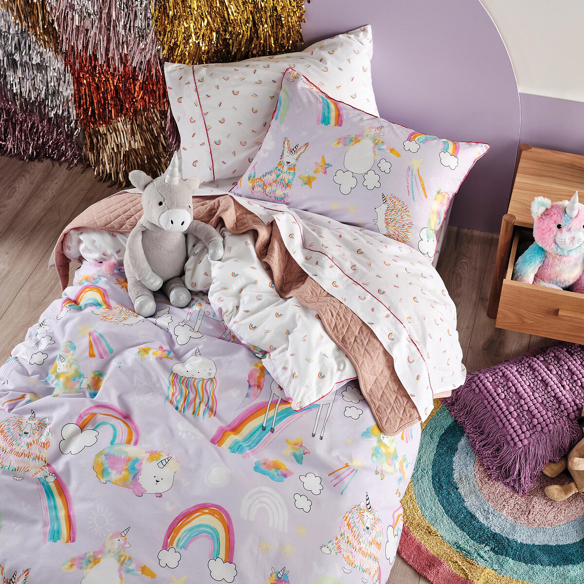 Unicorniverse Kids 100% Cotton Duvet Cover and Pillowcase Set multi-coloured, LINEN HOUSE KIDS