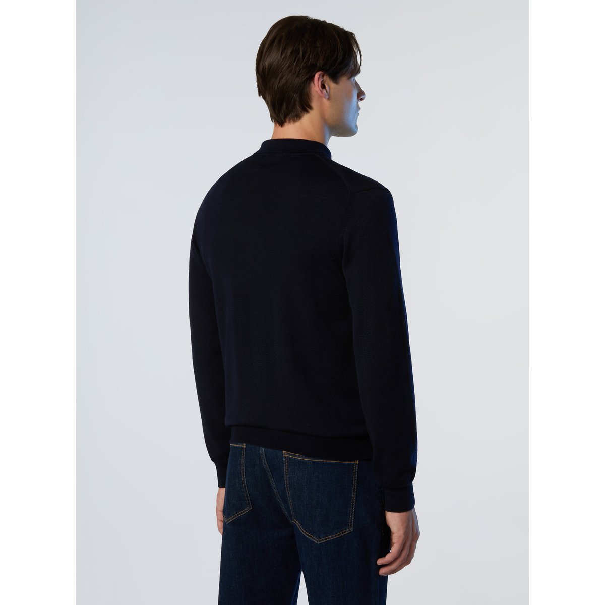Pull polo en laine mérinos bleu marine, NORTH SAILS