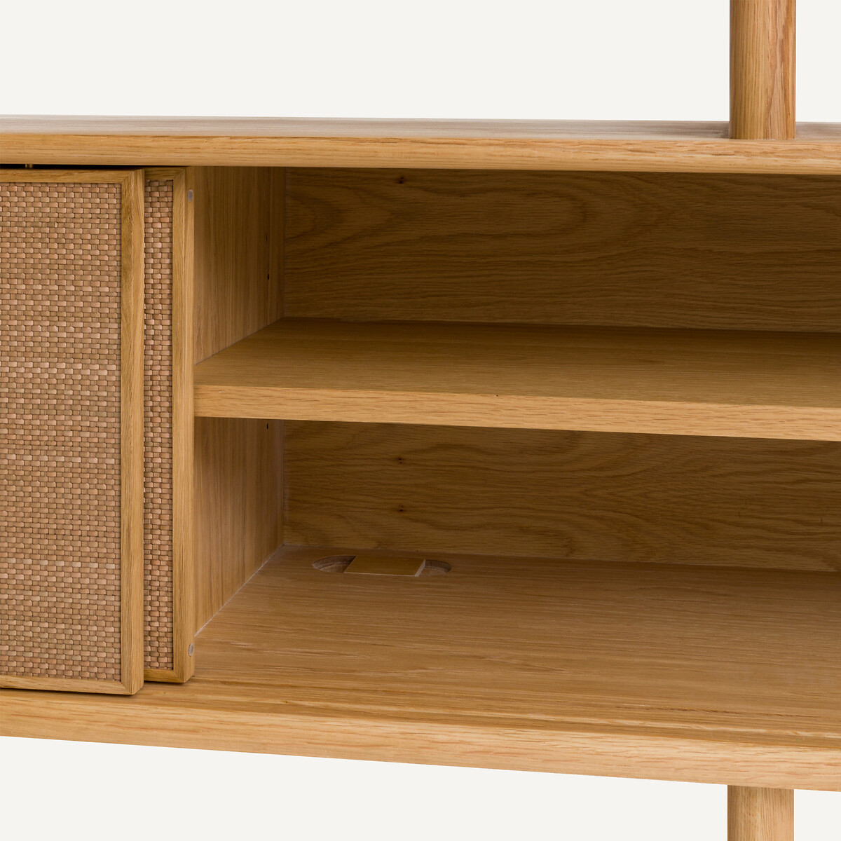 Credenza con console in rovere impiallacciato e pelle, Propono quercia naturale, AM.PM