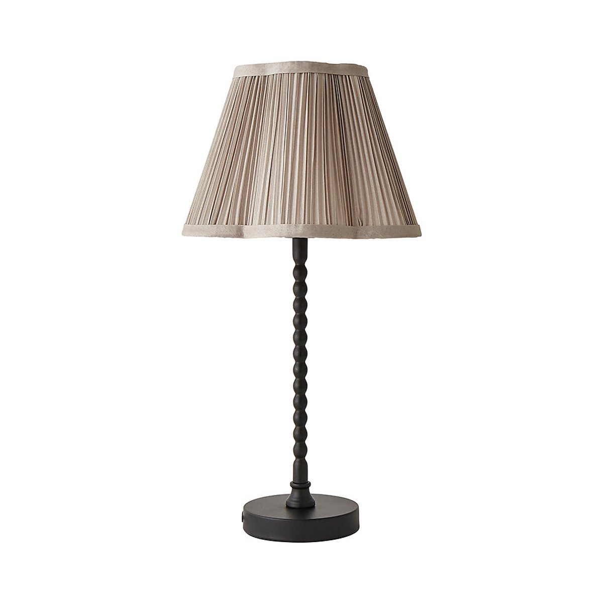 Max Bobble Table Lamp with Faux Silk Scallop Shade in Matte Black light grey, SO'HOME