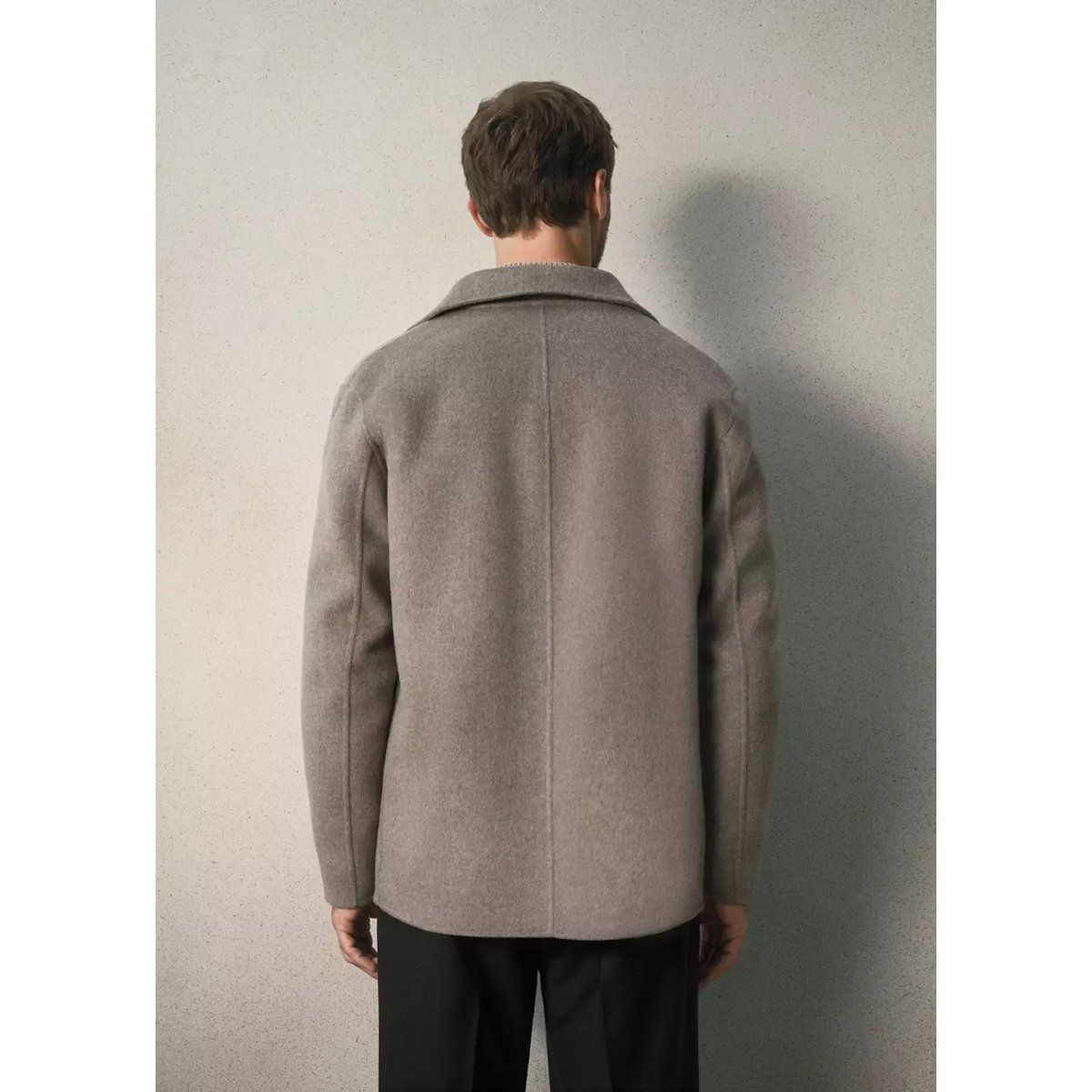 Manteau en mélange laine et cachemire à poches marron moyen, MANGO MAN