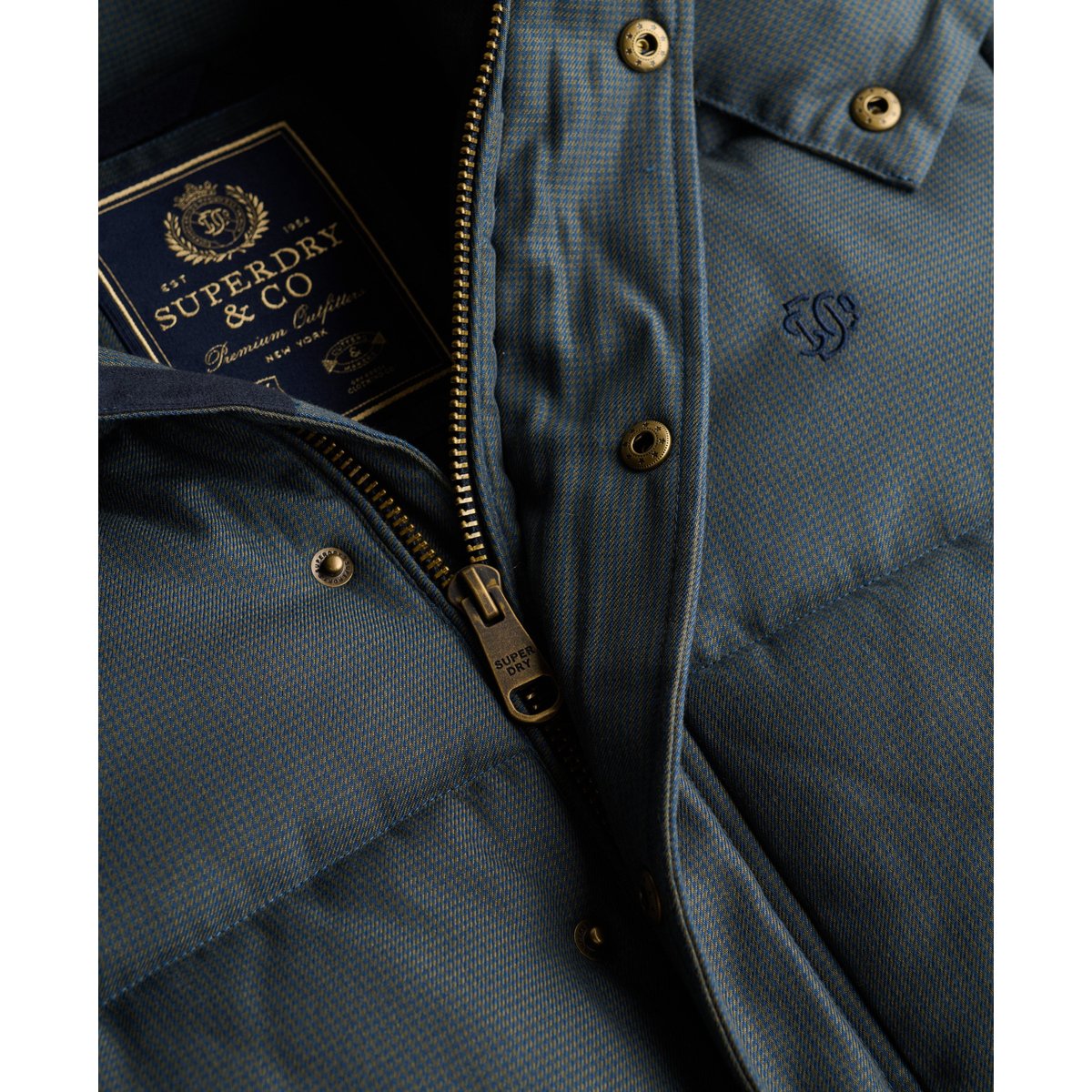 Doudoune à Capuche à Carreaux Premium carreaux olive/marine, SUPERDRY