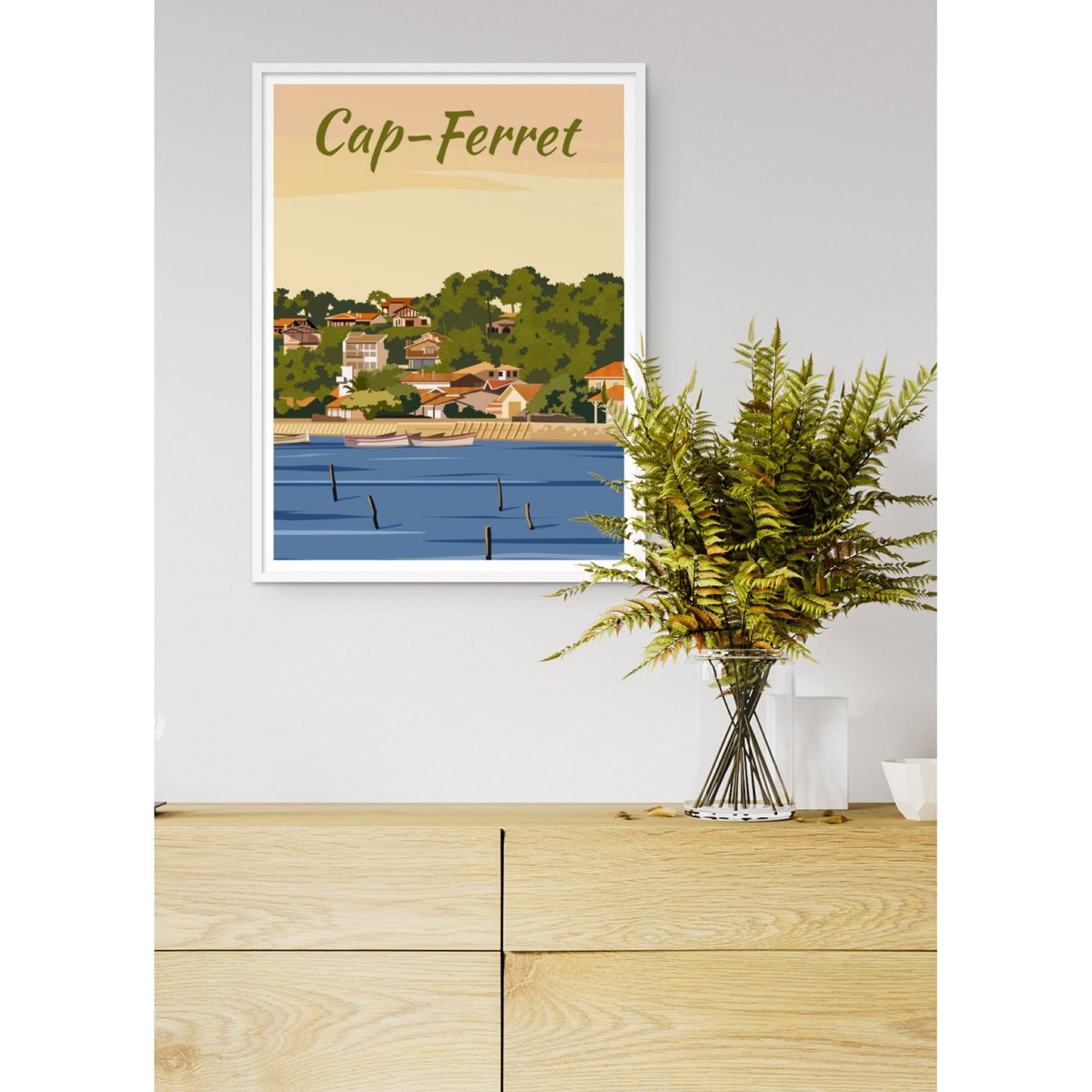 Affiche ville Cap-Ferret 2 blanc, L'AFFICHERIE