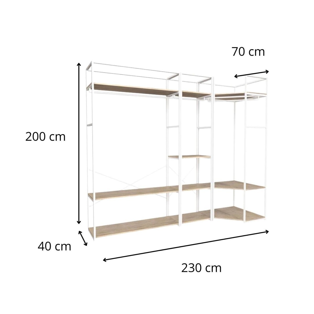 Lot de 3 portants vêtements en bois et métal 180x200cm JUNE blanc, MOB IN